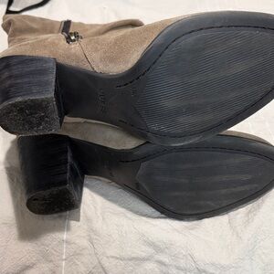 Guess Taupe Suede Block Heel Ankle Boots